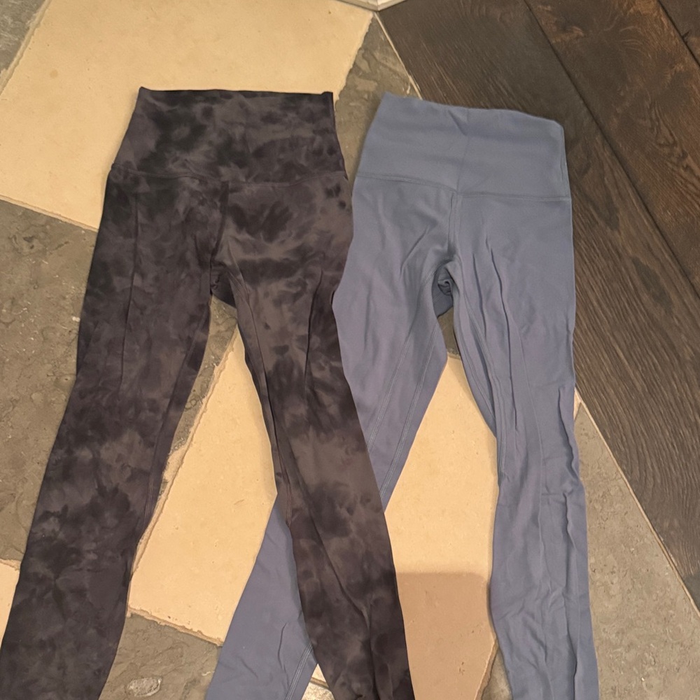 lululemon leggings — Slate Blue & Charcoal Tie-Dye